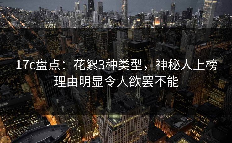 17c盘点：花絮3种类型，神秘人上榜理由明显令人欲罢不能