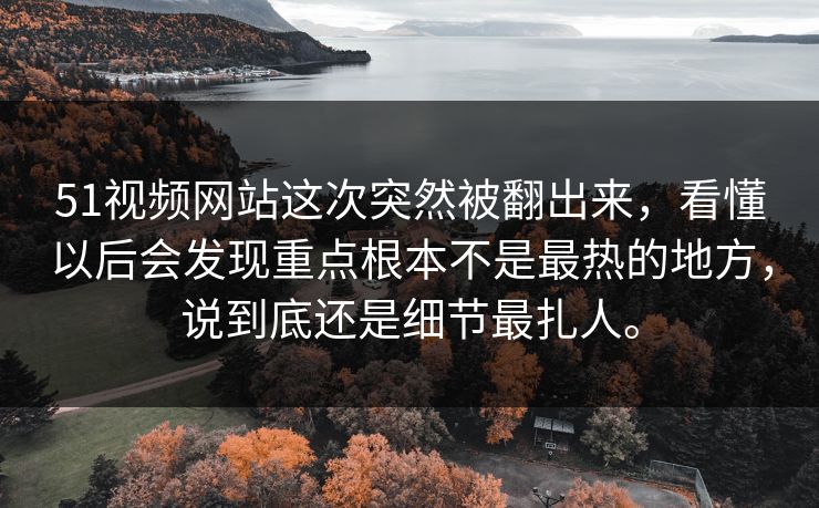 51视频网站这次突然被翻出来，看懂以后会发现重点根本不是最热的地方，说到底还是细节最扎人。