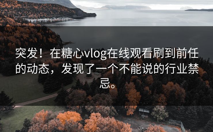 突发！在糖心vlog在线观看刷到前任的动态，发现了一个不能说的行业禁忌。