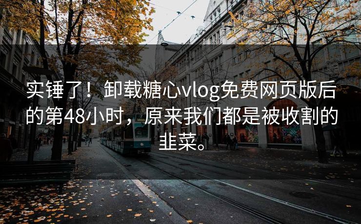 实锤了！卸载糖心vlog免费网页版后的第48小时，原来我们都是被收割的韭菜。