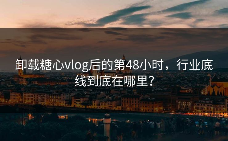卸载糖心vlog后的第48小时，行业底线到底在哪里？