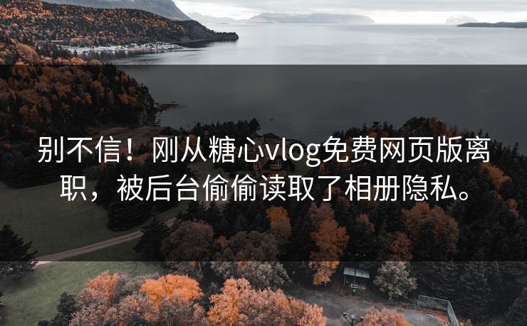 别不信！刚从糖心vlog免费网页版离职，被后台偷偷读取了相册隐私。